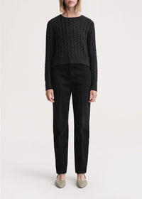 Pull tricoté en laine - Charcoal Melange