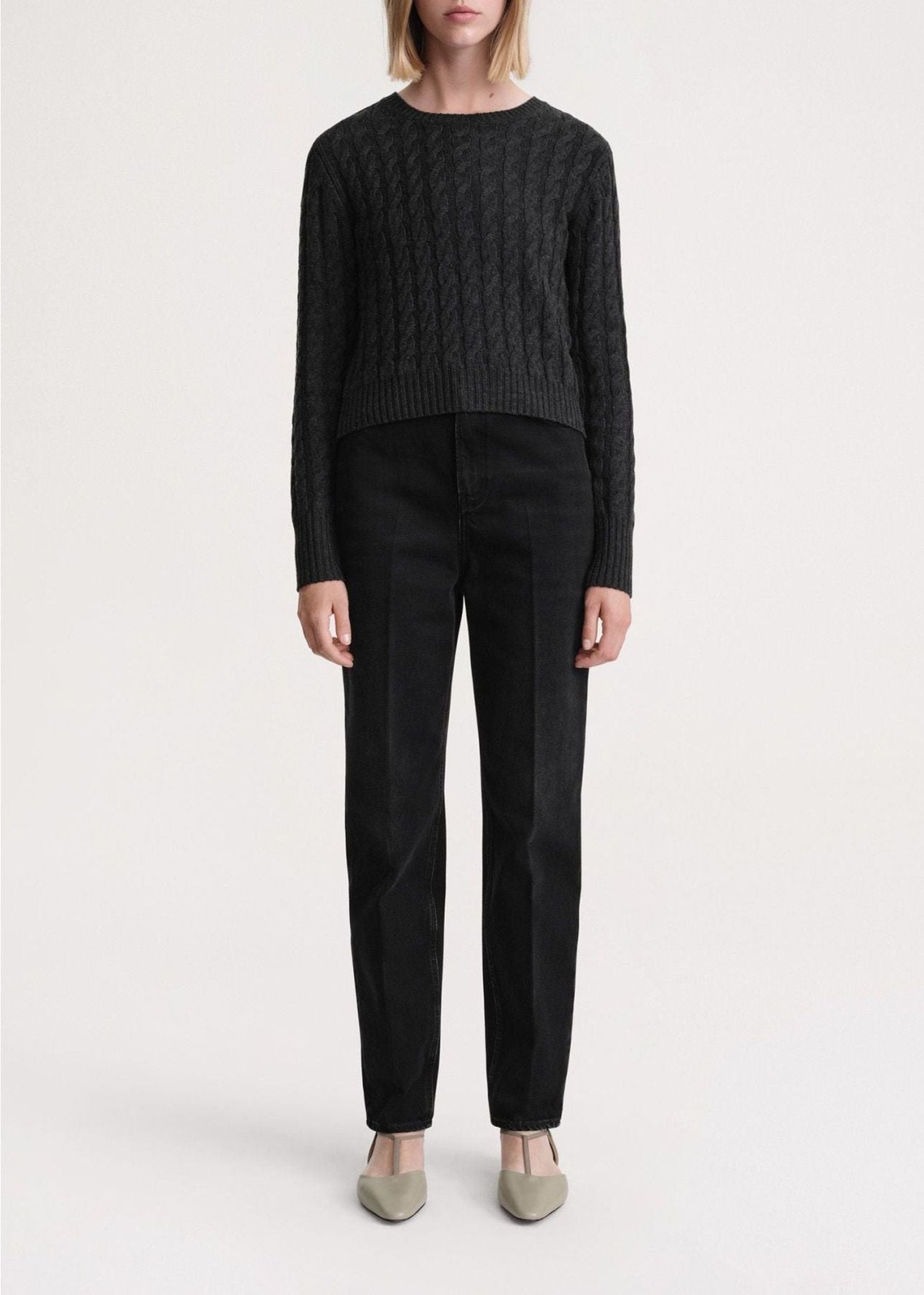 Pull tricoté en laine - Charcoal Melange