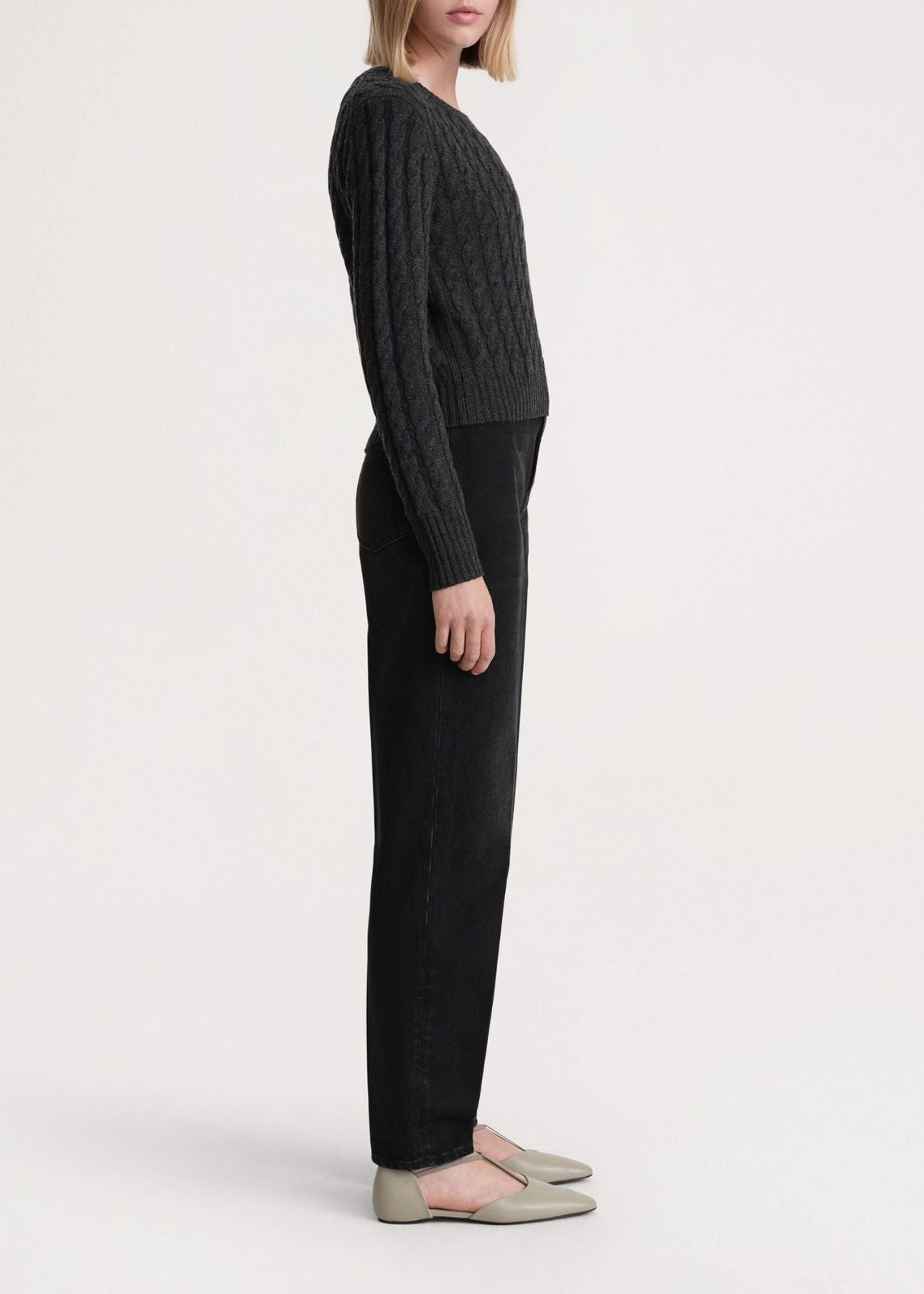 Pull tricoté en laine - Charcoal Melange