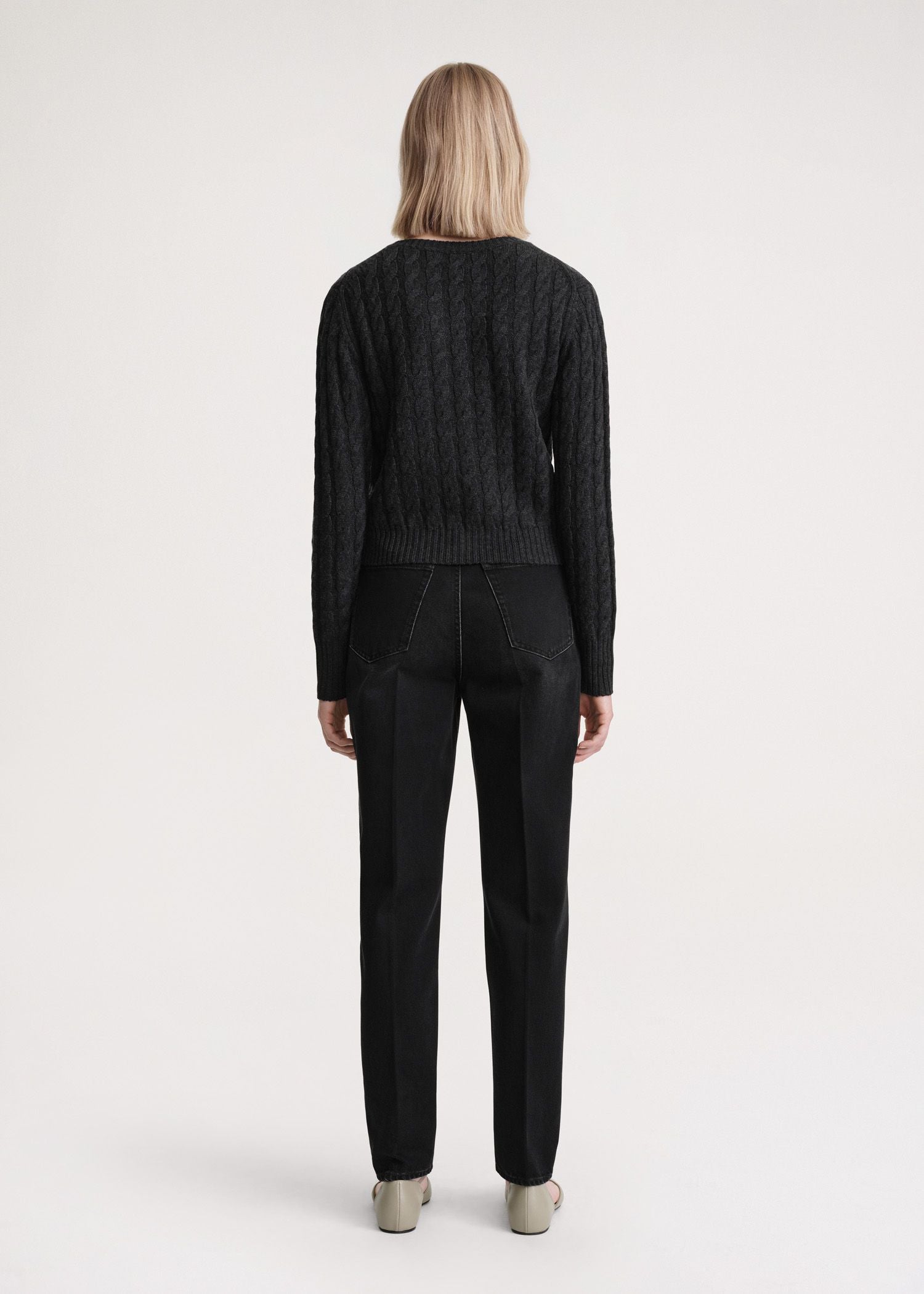 Pull tricoté en laine - Charcoal Melange
