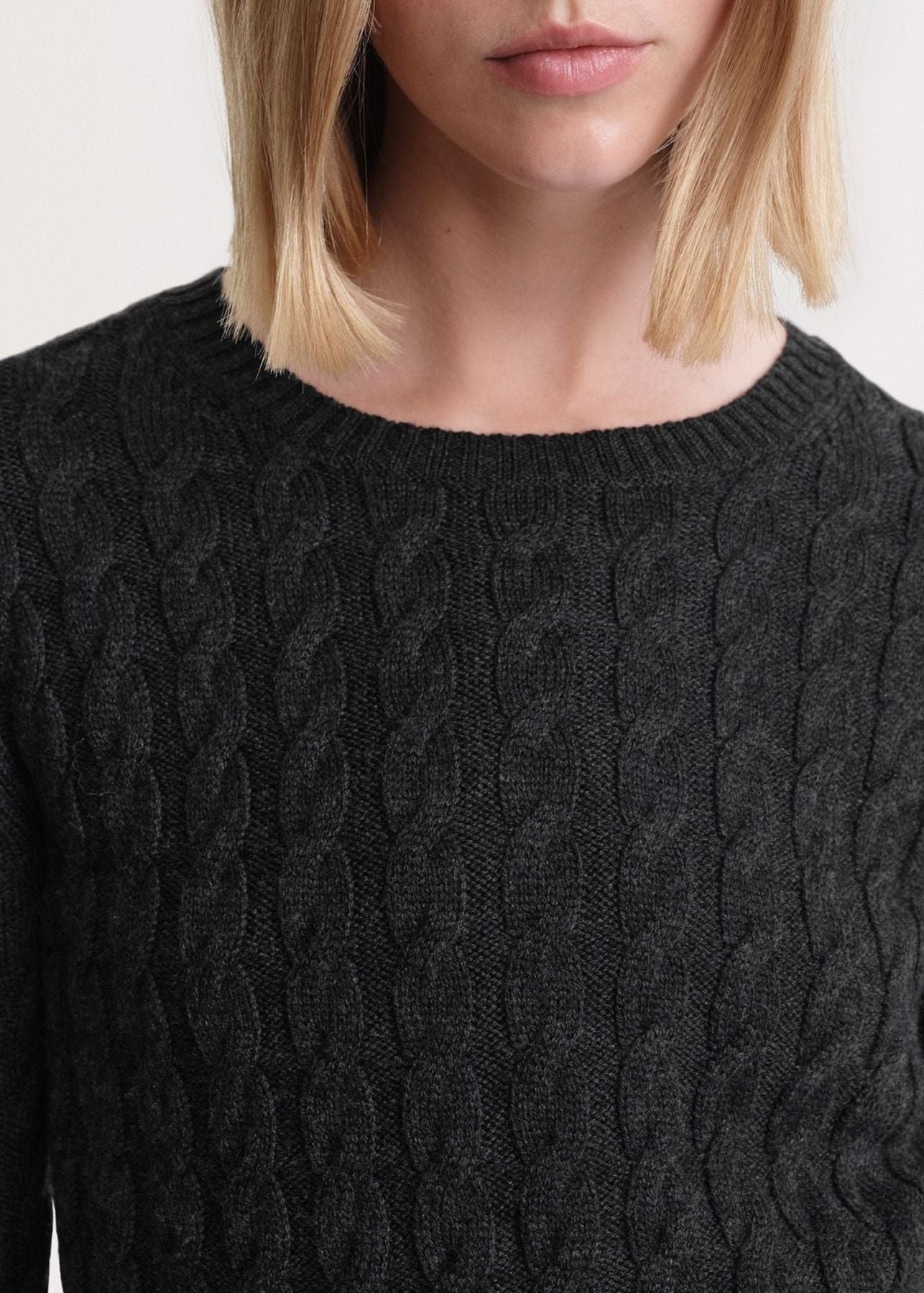 Pull tricoté en laine - Charcoal Melange