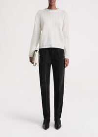 Wool sweater with lace pattern - Cream