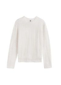 Wool sweater with lace pattern - Cream