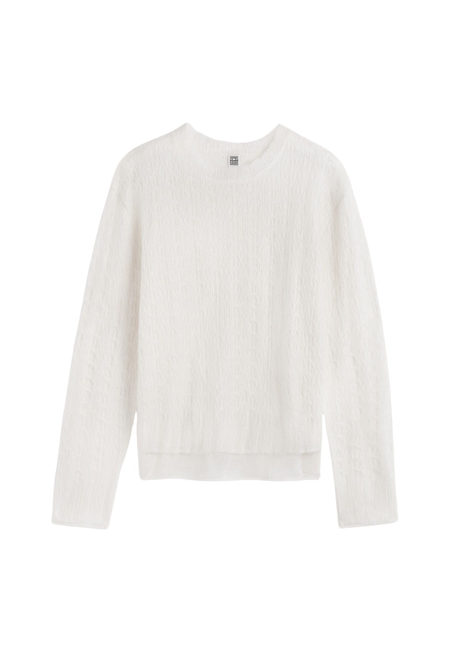Wool sweater with lace pattern - Cream