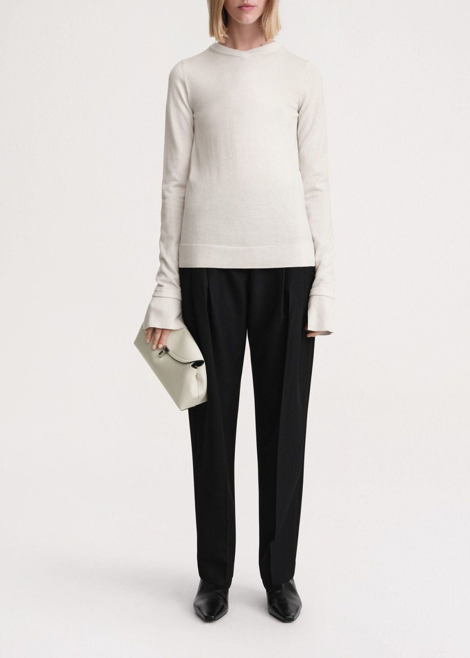 Wool jumper with flared sleeves - Cream