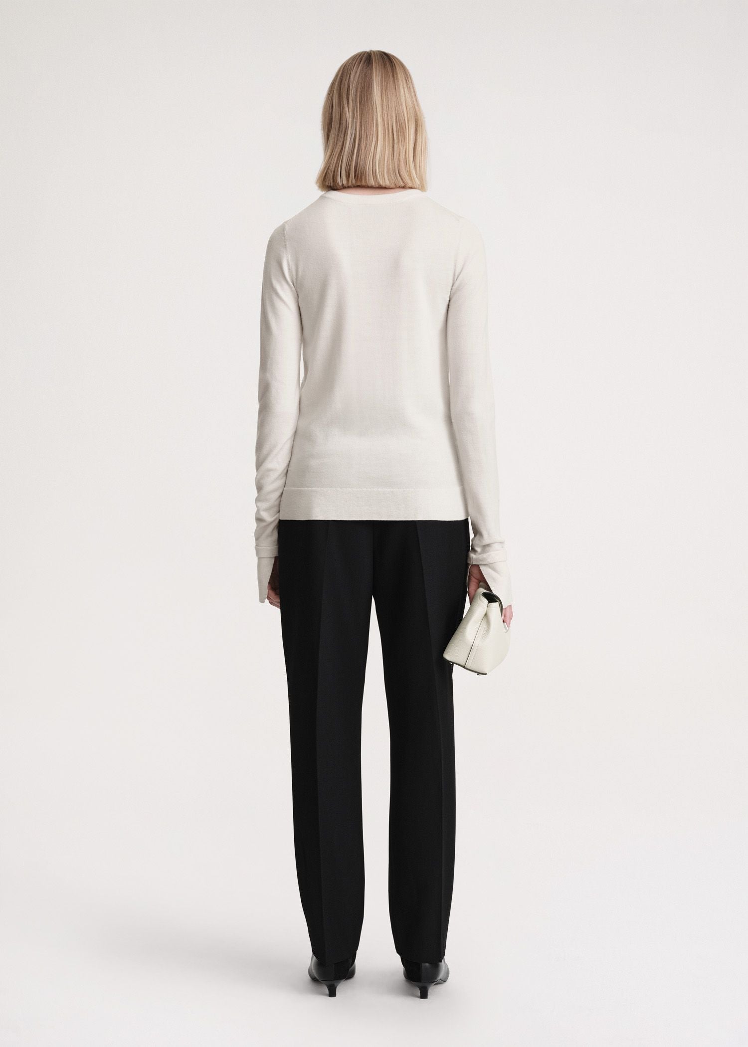 Wool jumper with flared sleeves - Cream