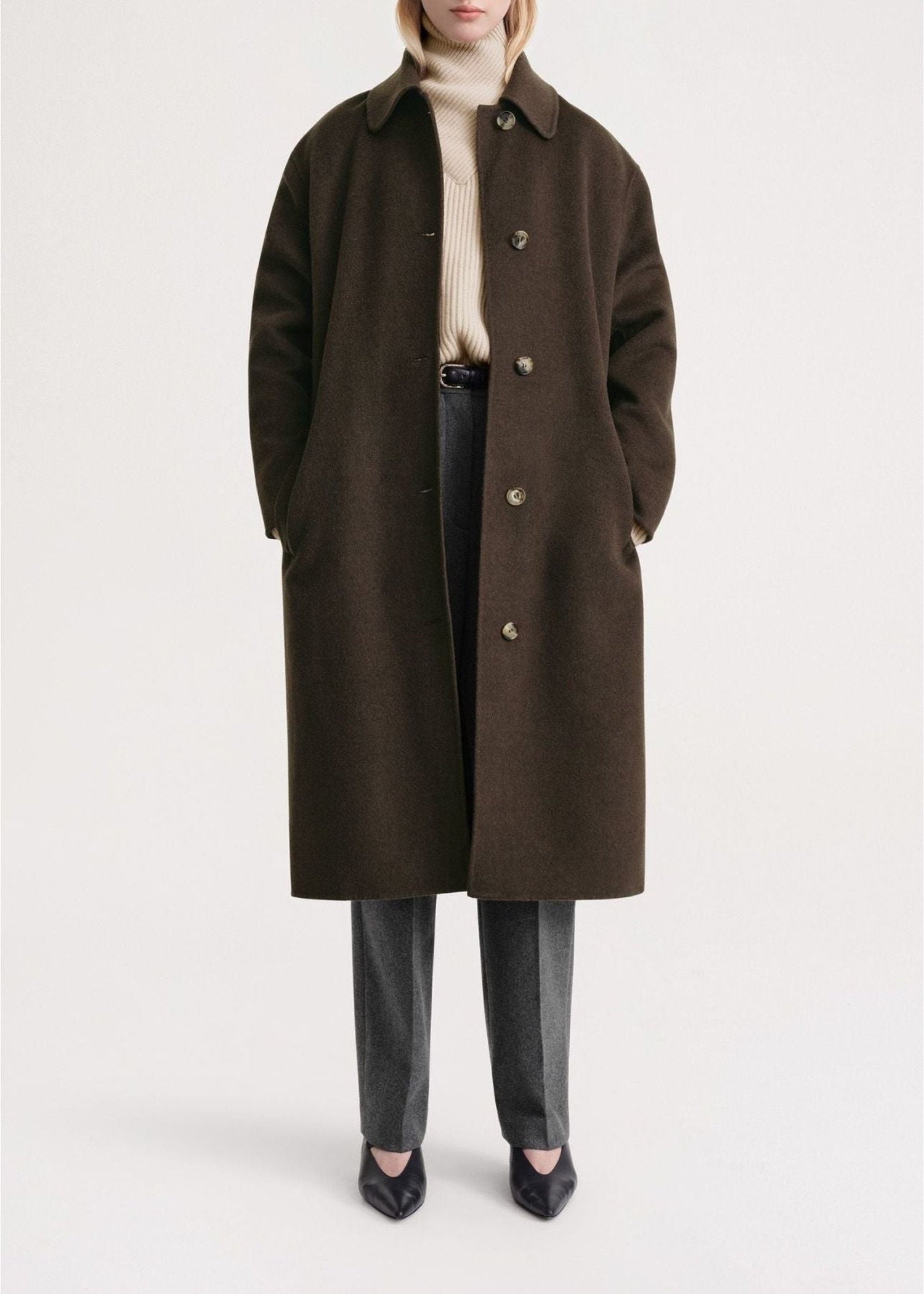 Manteau long en laine - Chocolate Melange