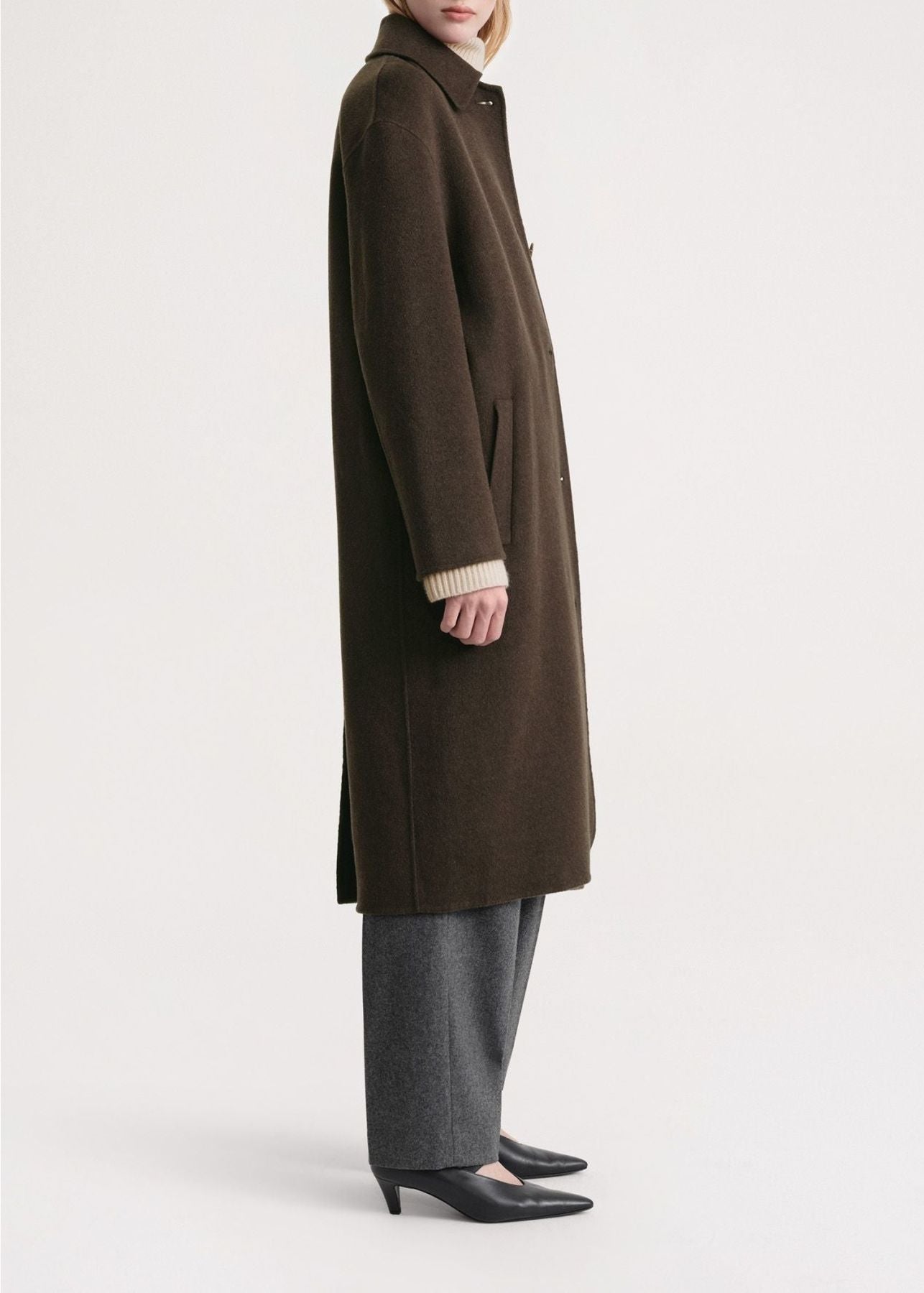 Manteau long en laine - Chocolate Melange