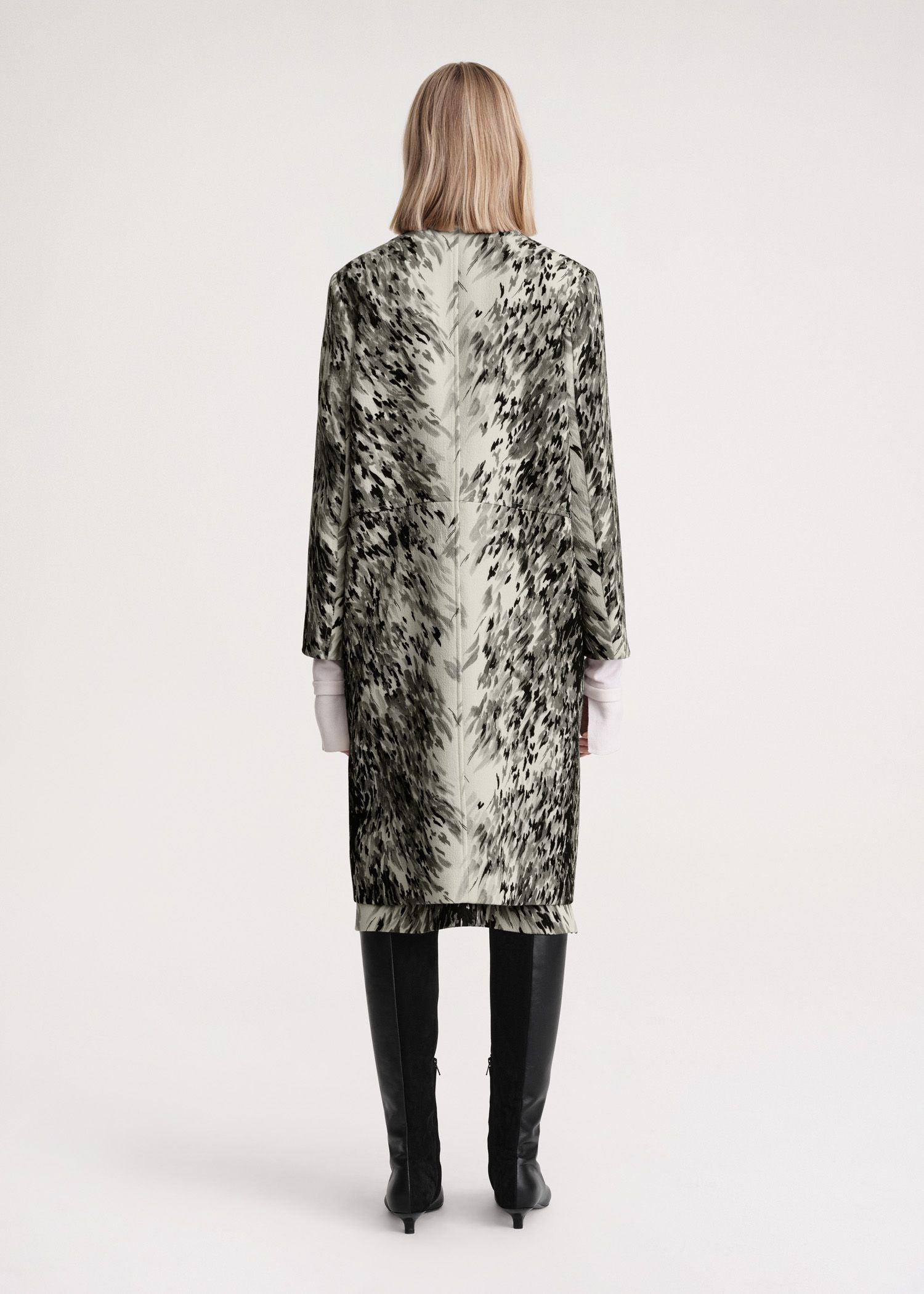 Manteau imprimé fourrure en laine - Grey