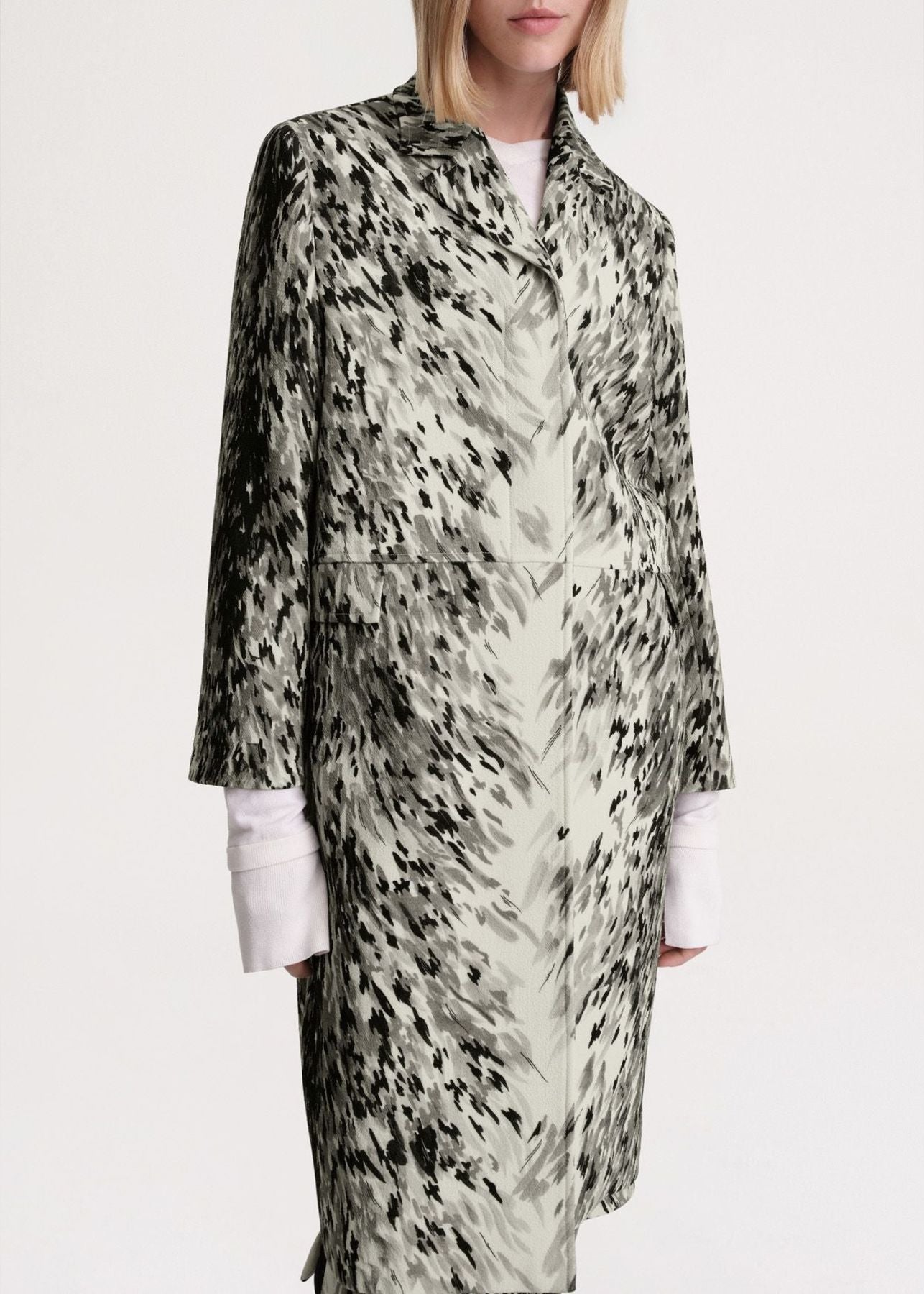 Manteau imprimé fourrure en laine - Grey