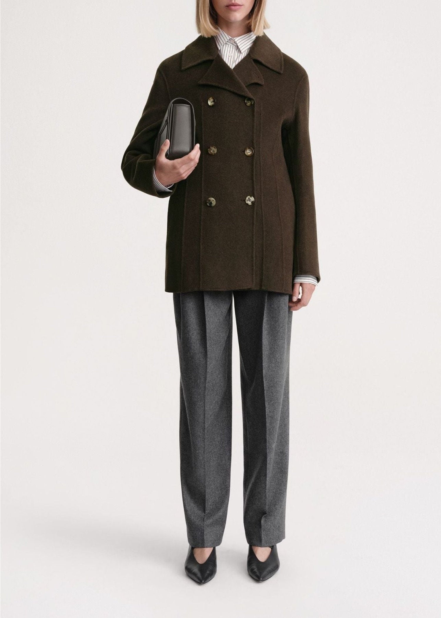 Structured wool jacket - Chocolate Melange