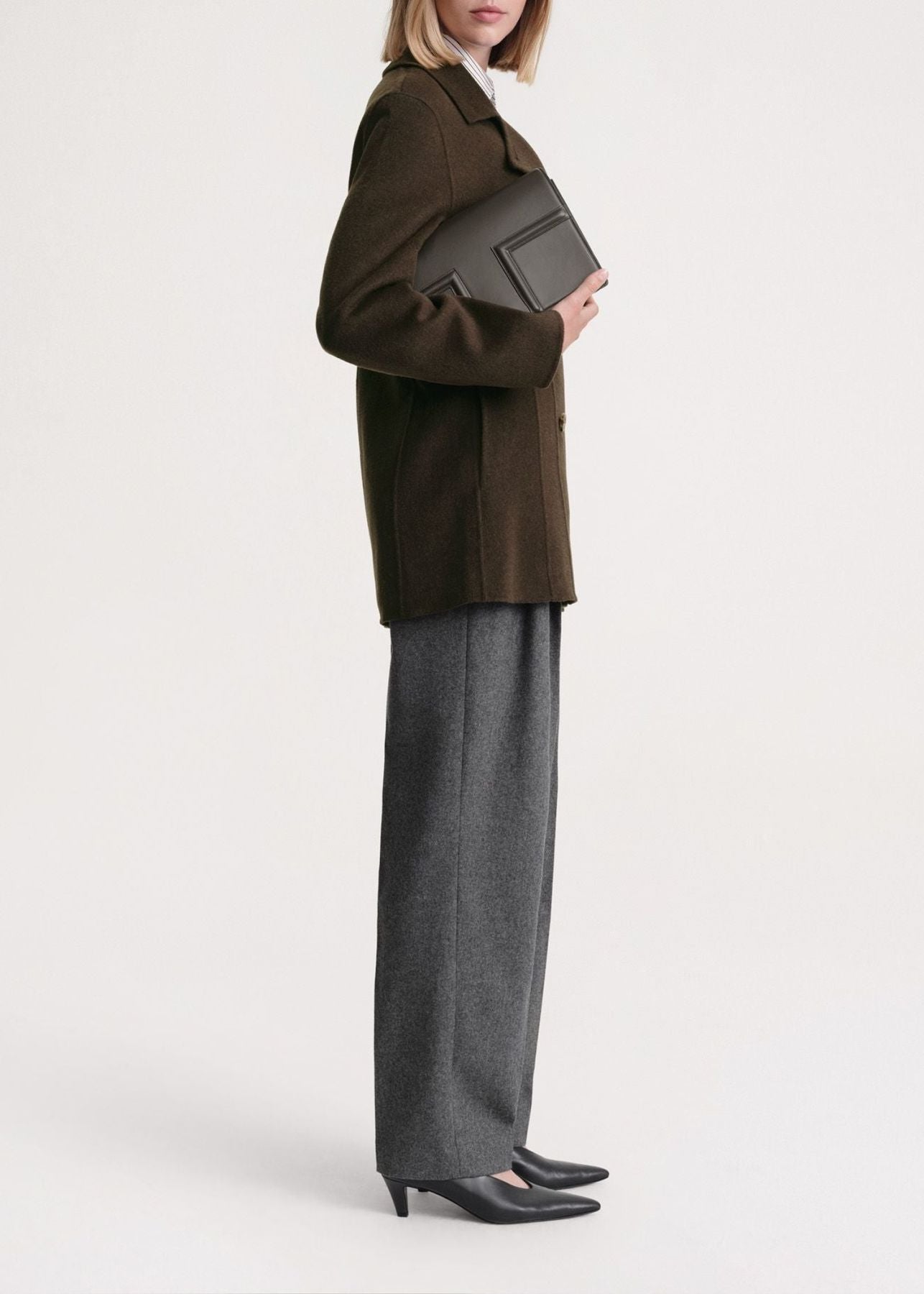 Structured wool jacket - Chocolate Melange