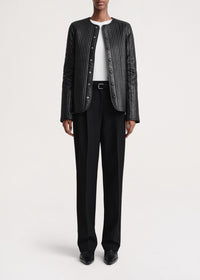 Veste matelassée linéaire en cuir - Black