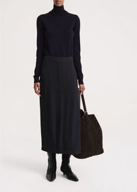Midi skirt with front slit - Navy