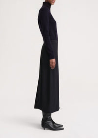 Midi skirt with front slit - Navy