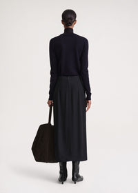 Midi skirt with front slit - Navy