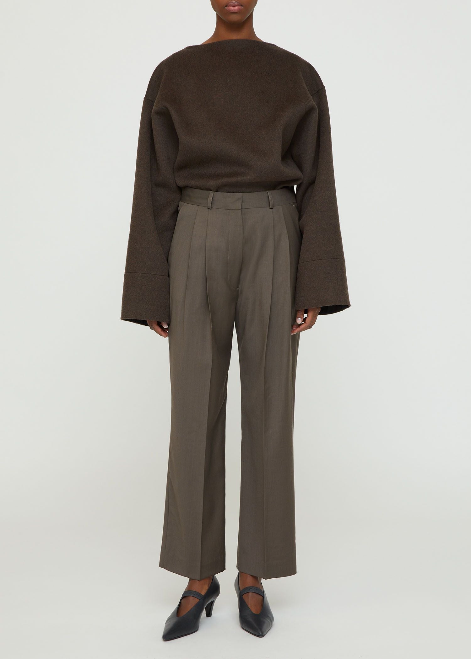Pantalon court à double plis en laine - Ash