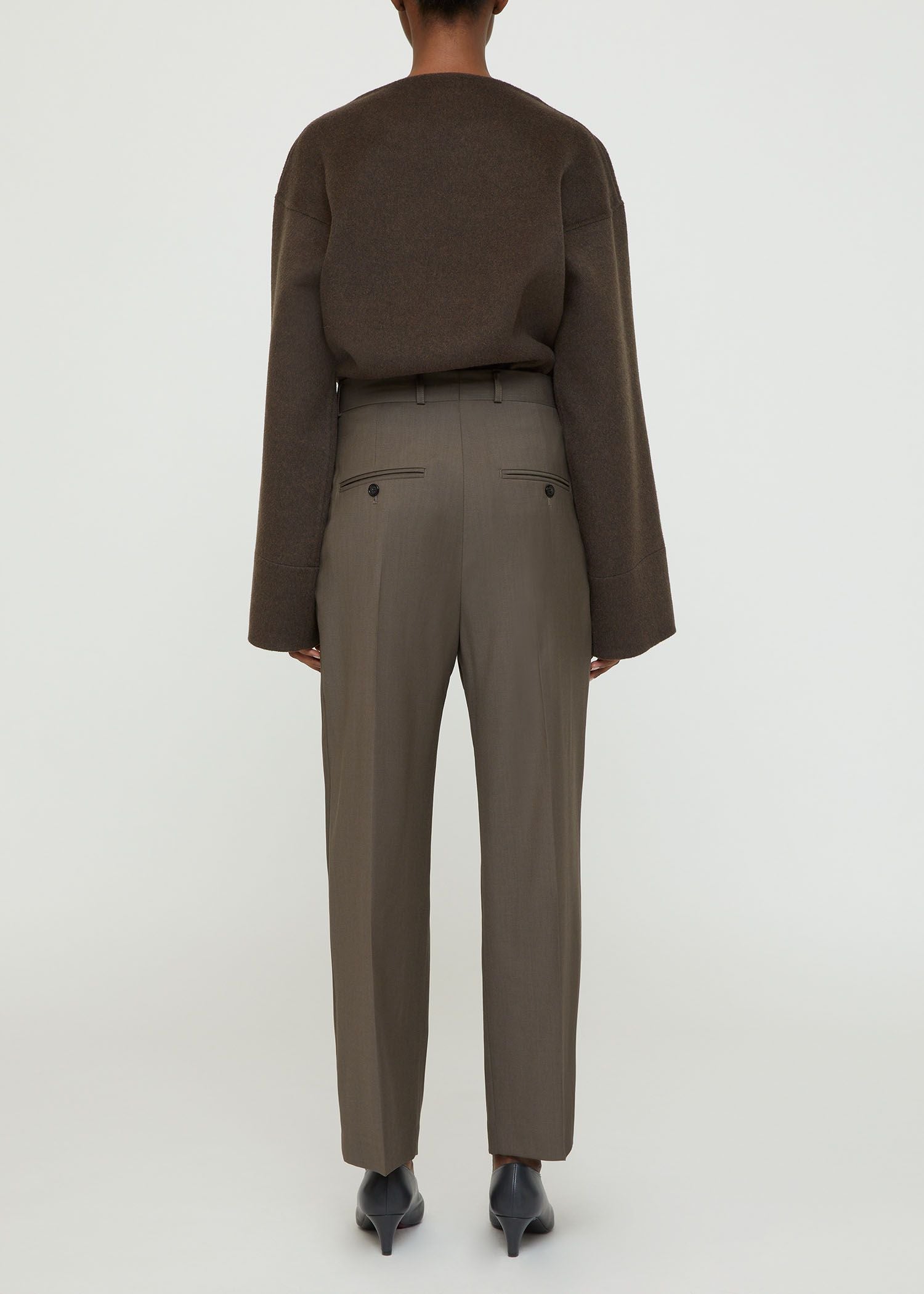 Pantalon court à double plis en laine - Ash