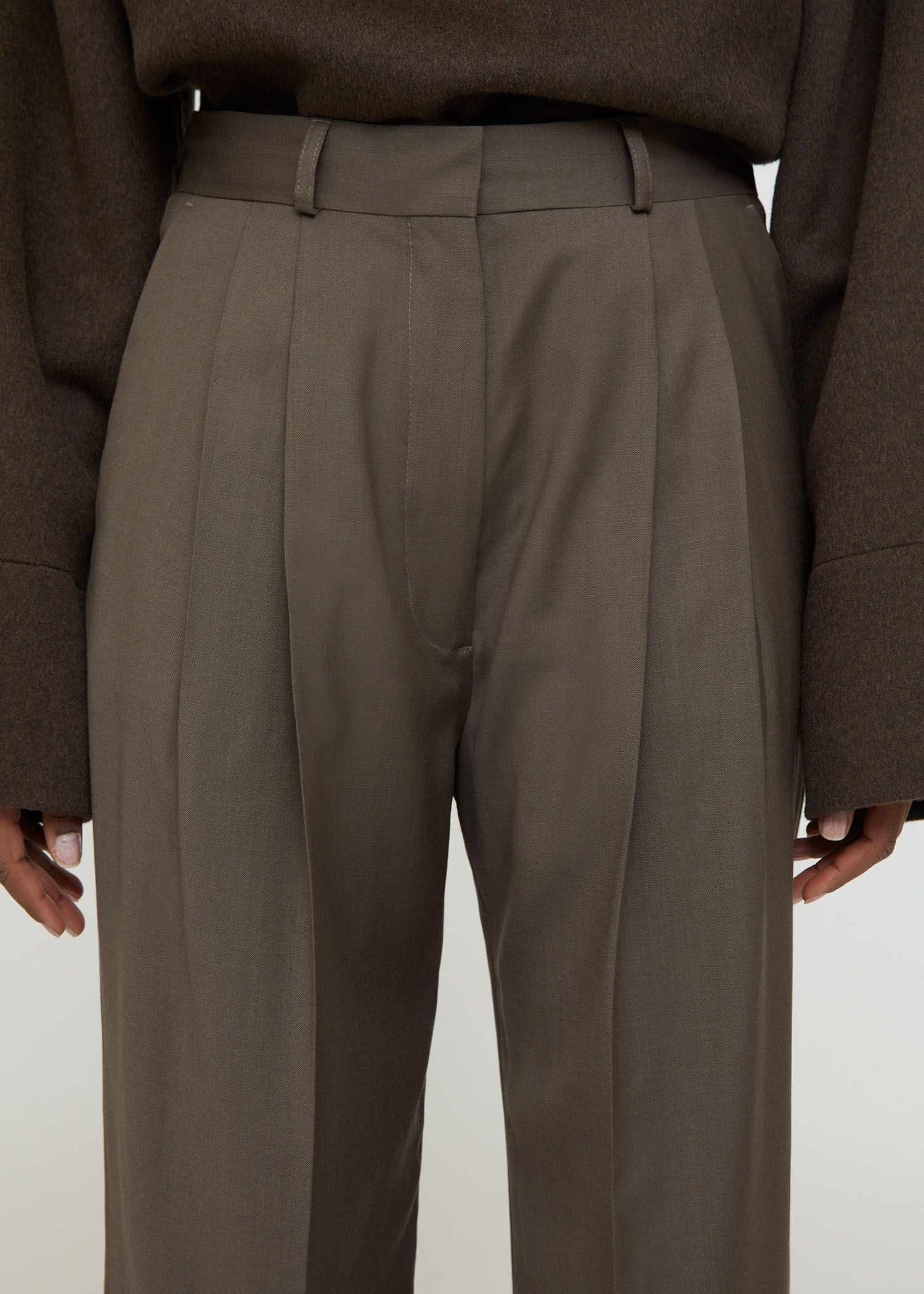 Pantalon court à double plis en laine - Ash