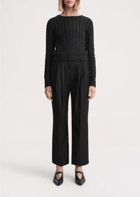 Pantalon court à double plis en laine - Charcoal Melange