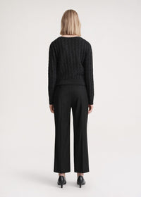 Pantalon court à double plis en laine - Charcoal Melange