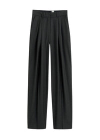 Pantalon court à double plis en laine - Charcoal Melange