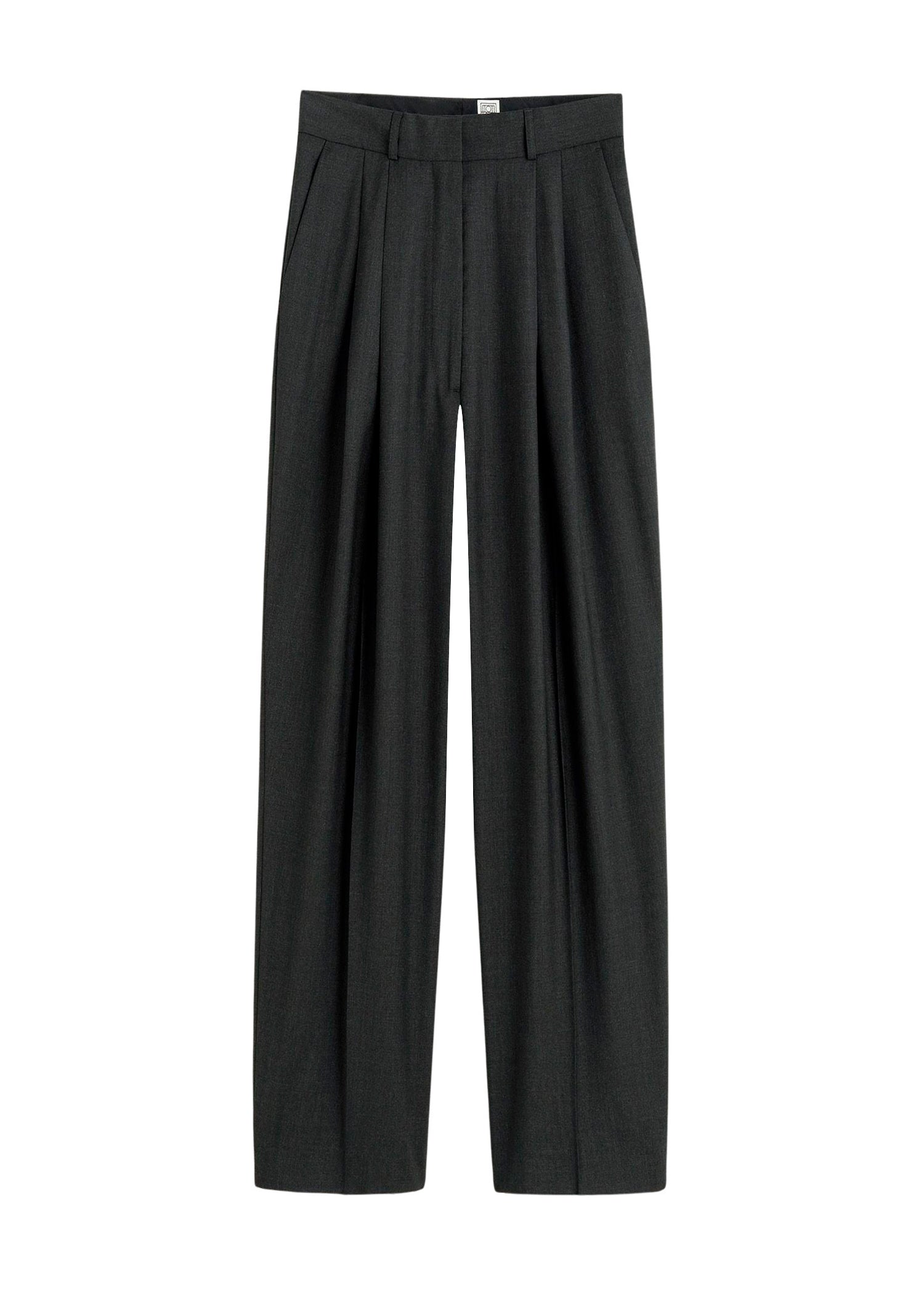 Pantalon court à double plis en laine - Charcoal Melange