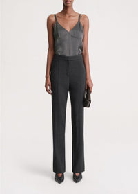 Pantalon droit en laine mélangée - Charcoal Melange