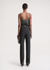 Pantalon droit en laine mélangée - Charcoal Melange