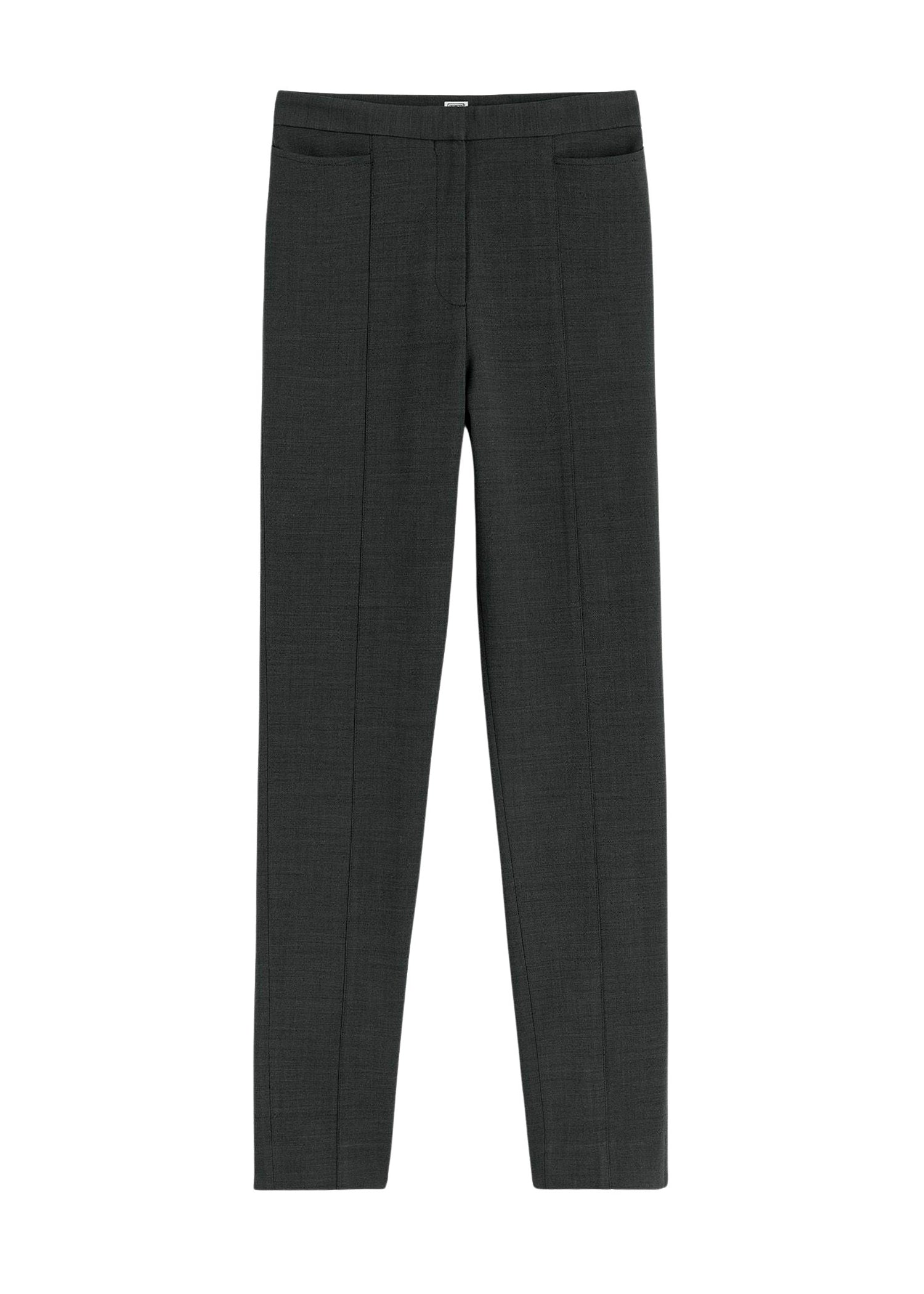 Pantalon droit en laine mélangée - Charcoal Melange