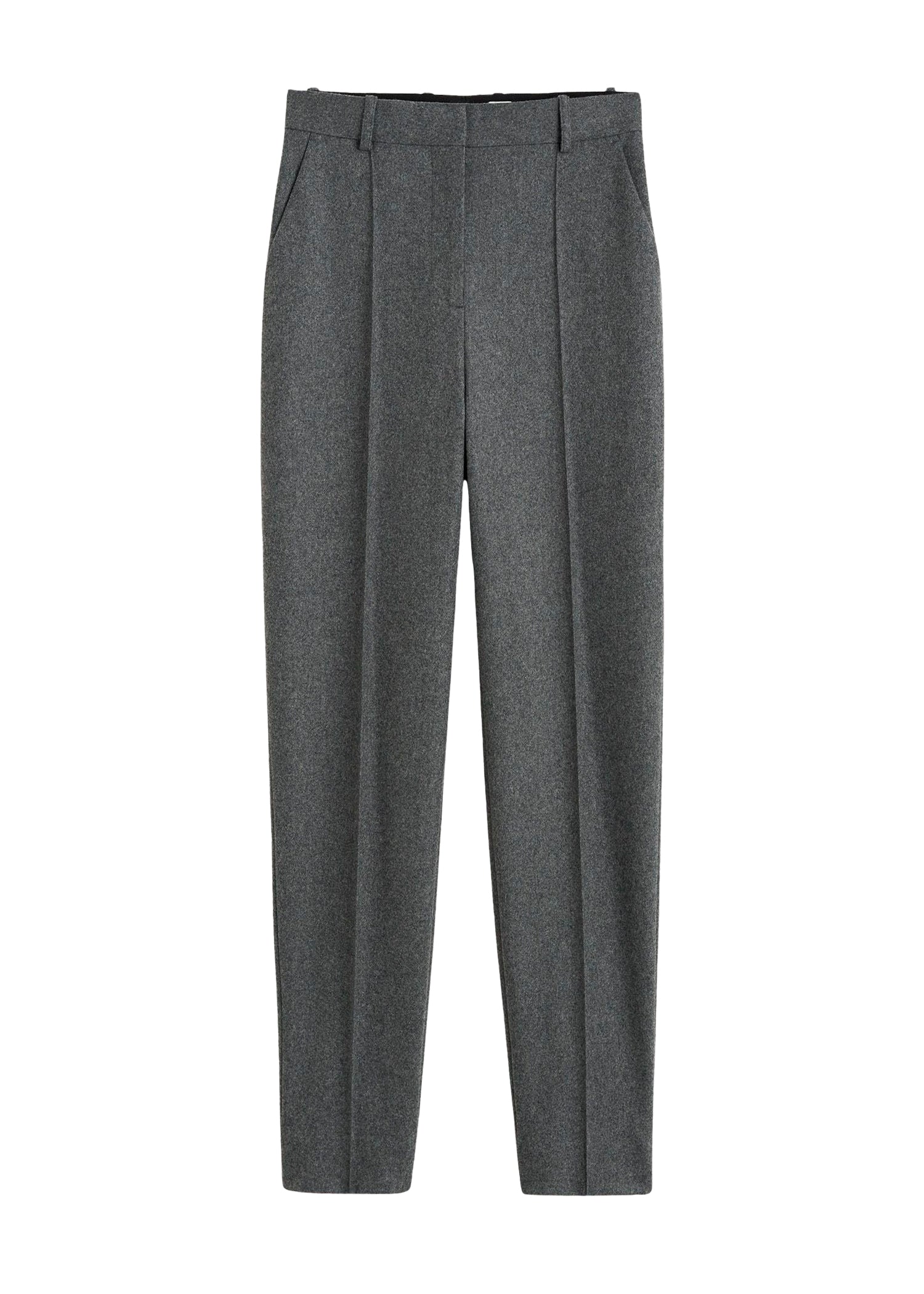 Pantalon à plis cousus en laine - Grey Melange