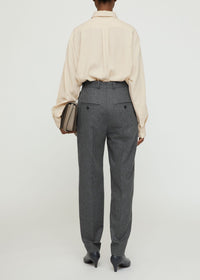 Pantalon à plis cousus en laine - Grey Melange