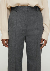 Pantalon à plis cousus en laine - Grey Melange