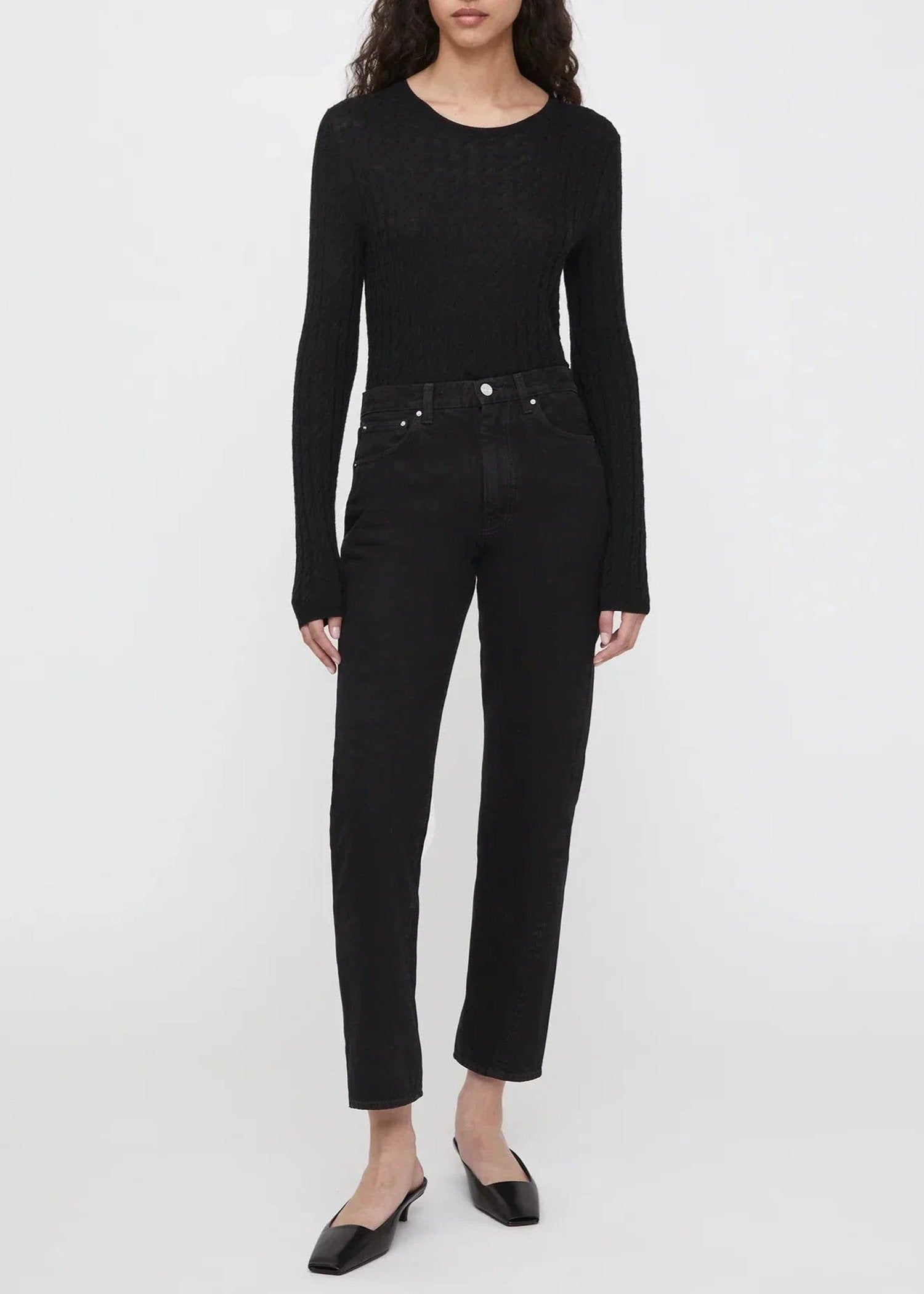 Pantalon à coutures torsadées en denim - Black
