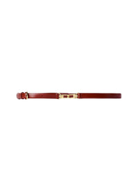 Ceinture à double fermoir en cuir - Cognac