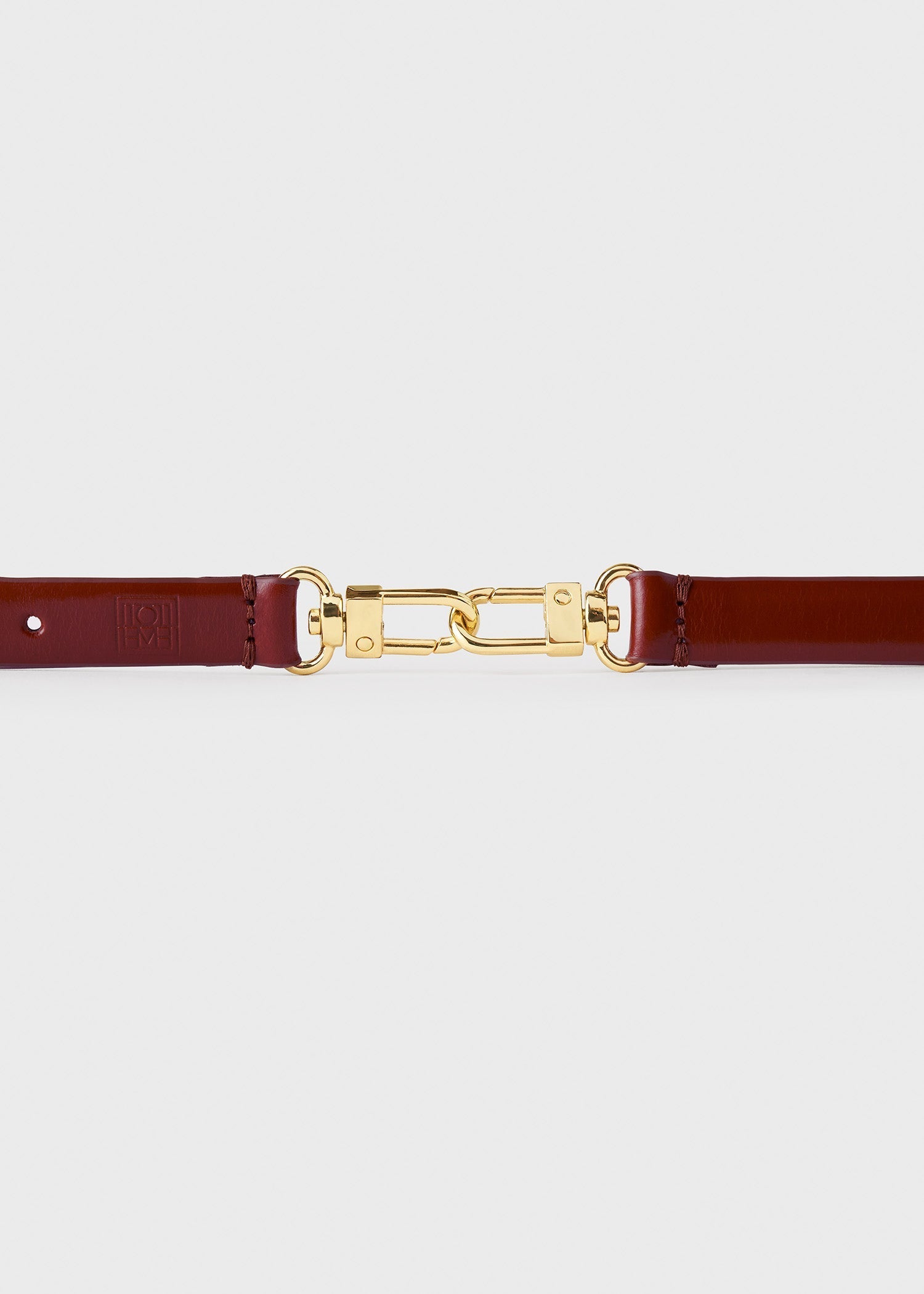 Ceinture à double fermoir en cuir - Cognac