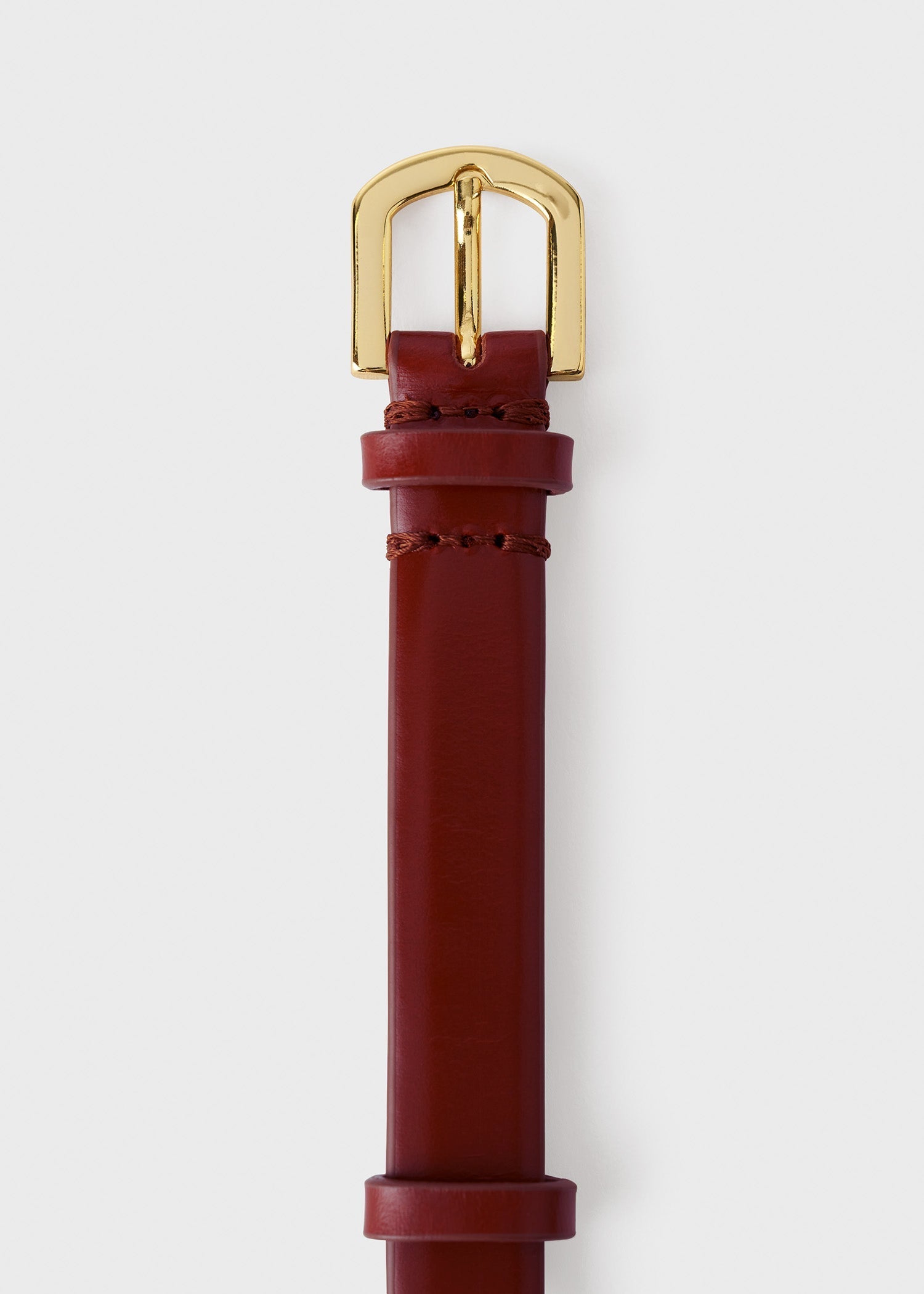 Ceinture à double fermoir en cuir - Cognac