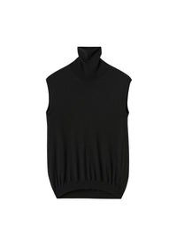 Pull à col roulé sans manches en laine - Black