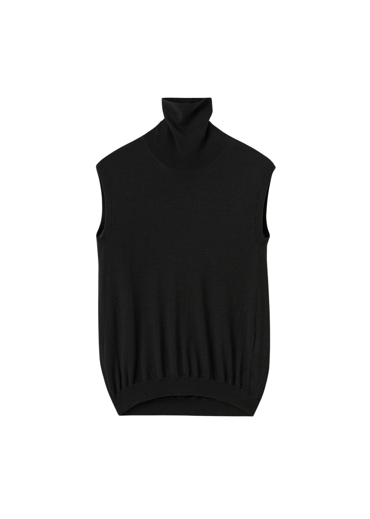 Pull à col roulé sans manches en laine - Black