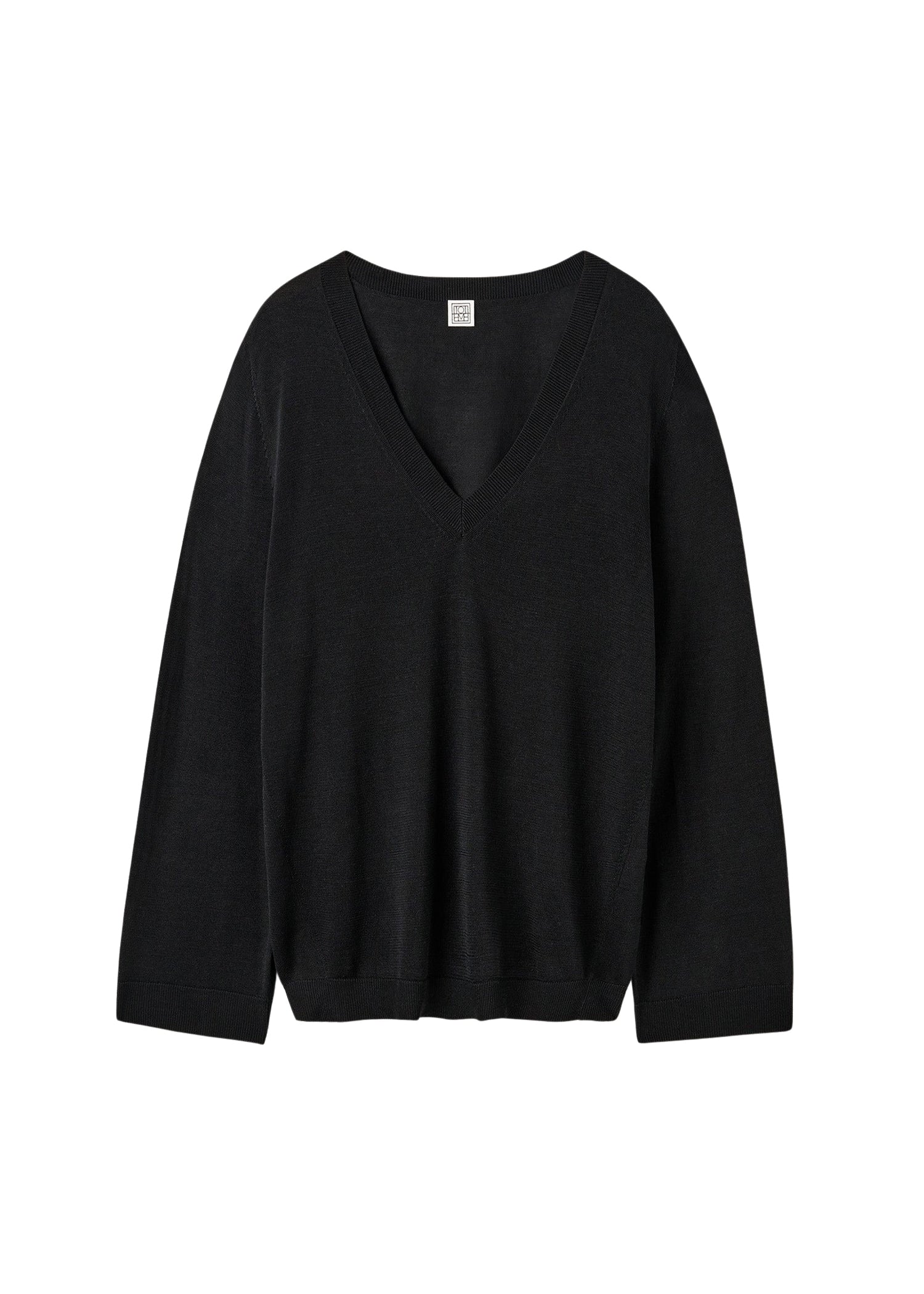 Pull à col V en soie - Black