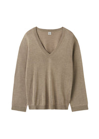 Pull à col V en soie - Mink