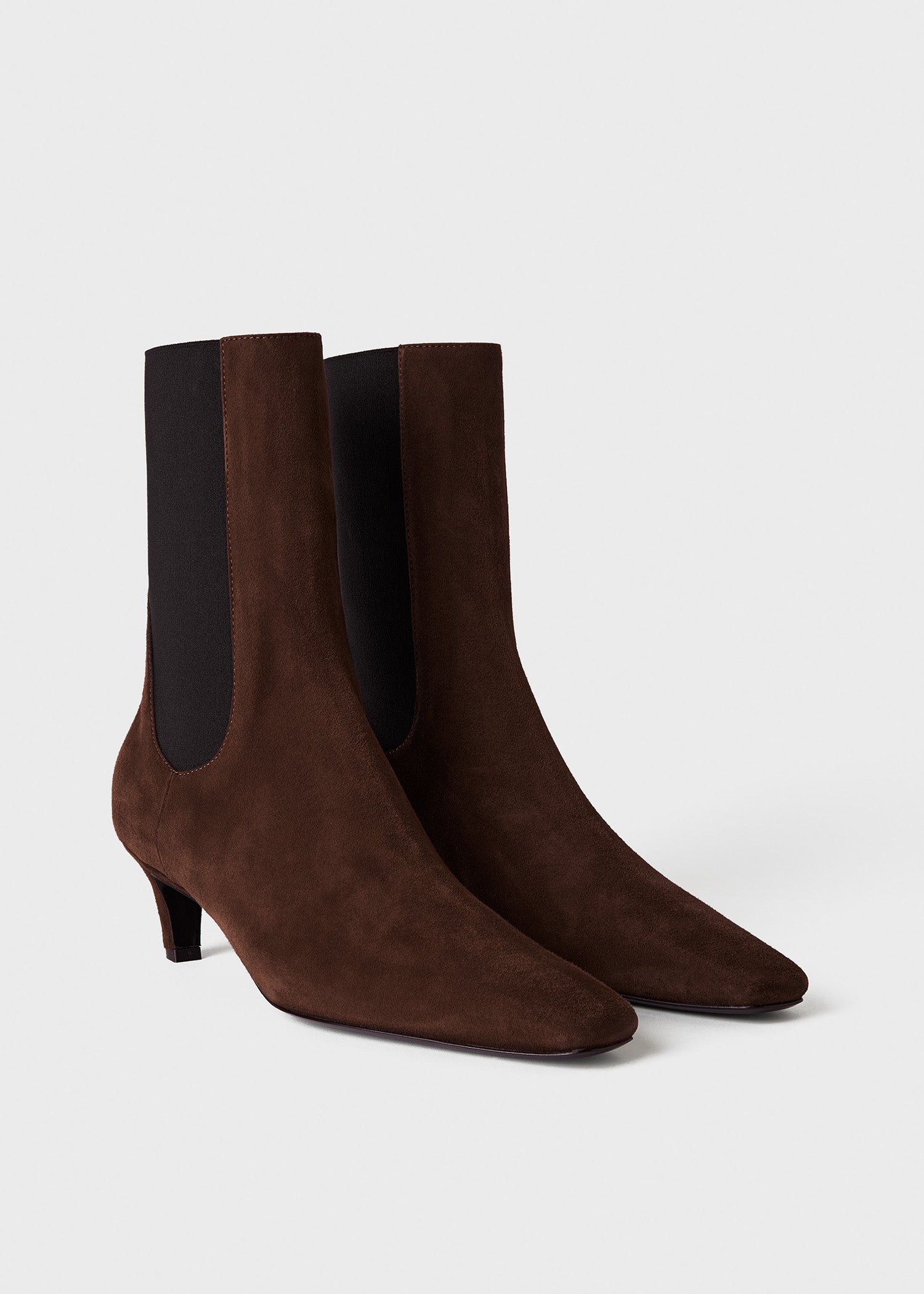 Bottines à talons moyen 55 en cuir - Chocolate Brown