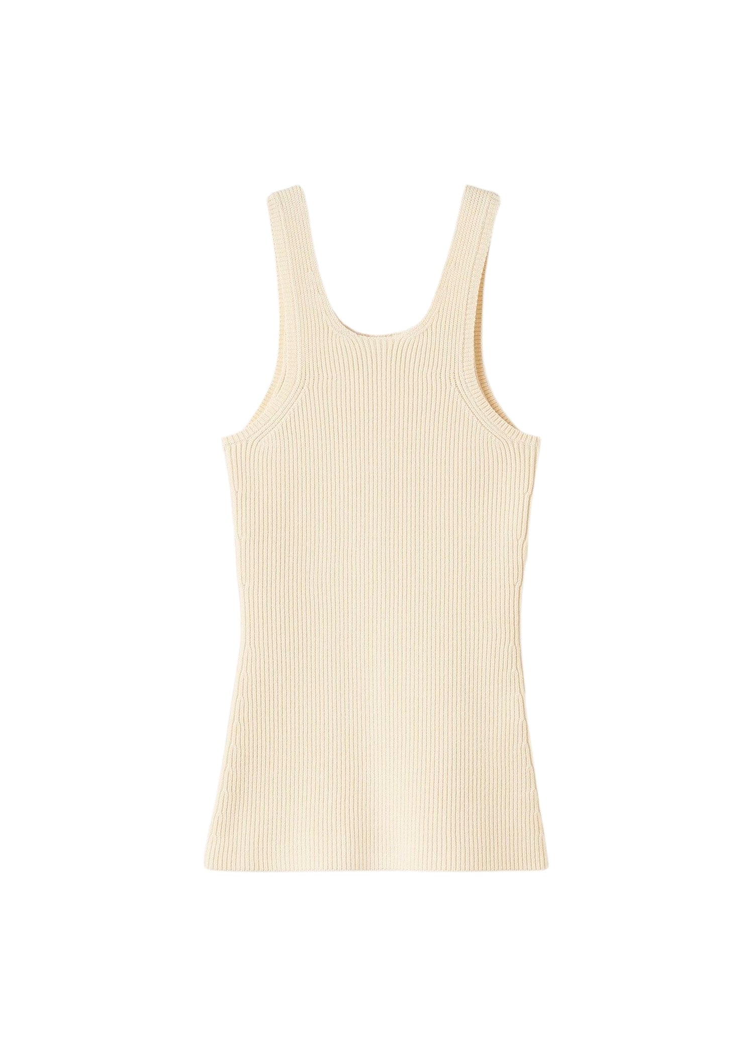 Compact knit curved tank top - Elderflower