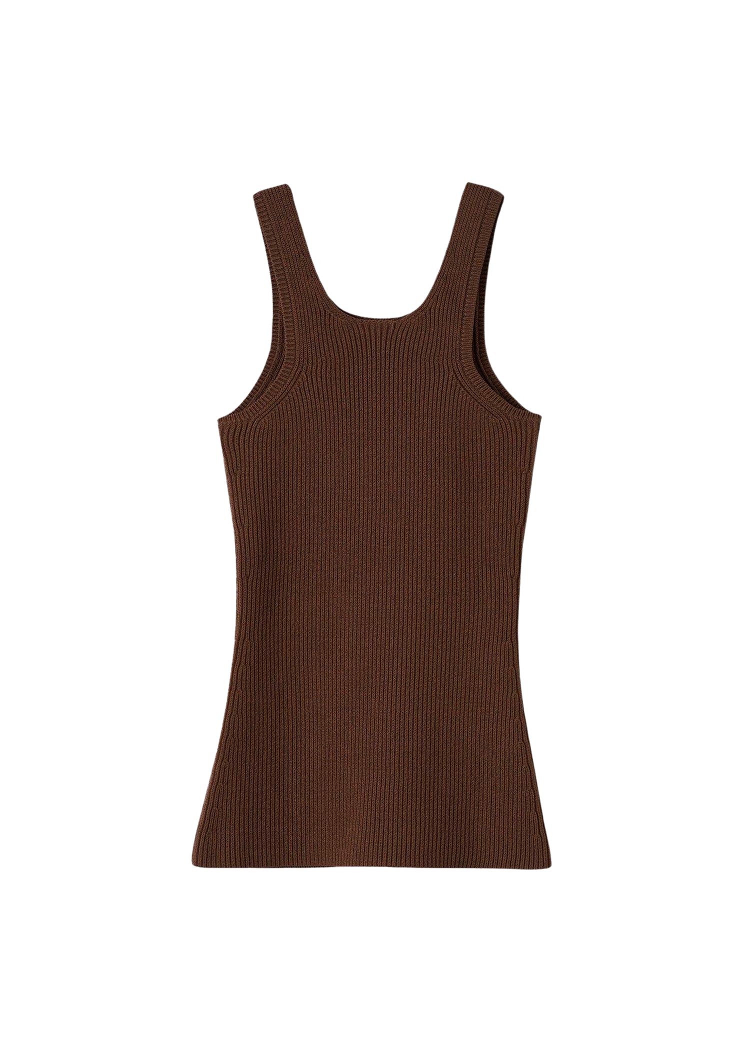 Débardeur en tricot compact incurvé - Saddle Brown