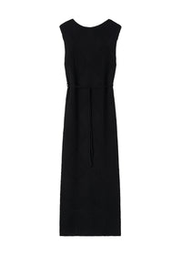 Robe midi crochet en laine et soie - Black