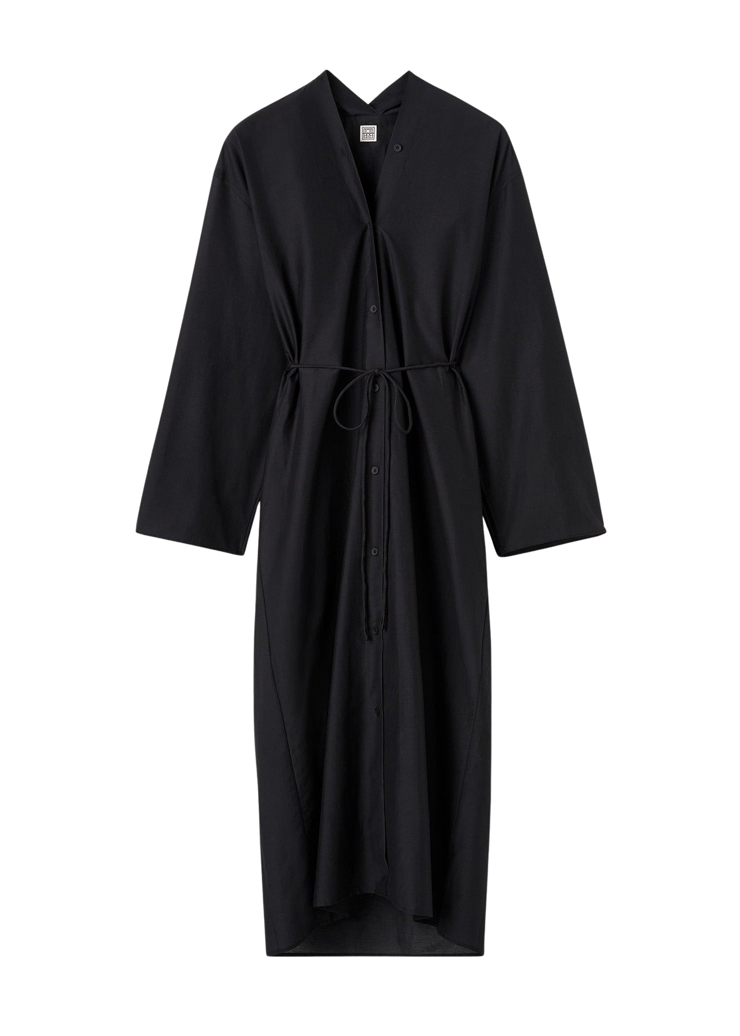 Robe midi à col V - Black