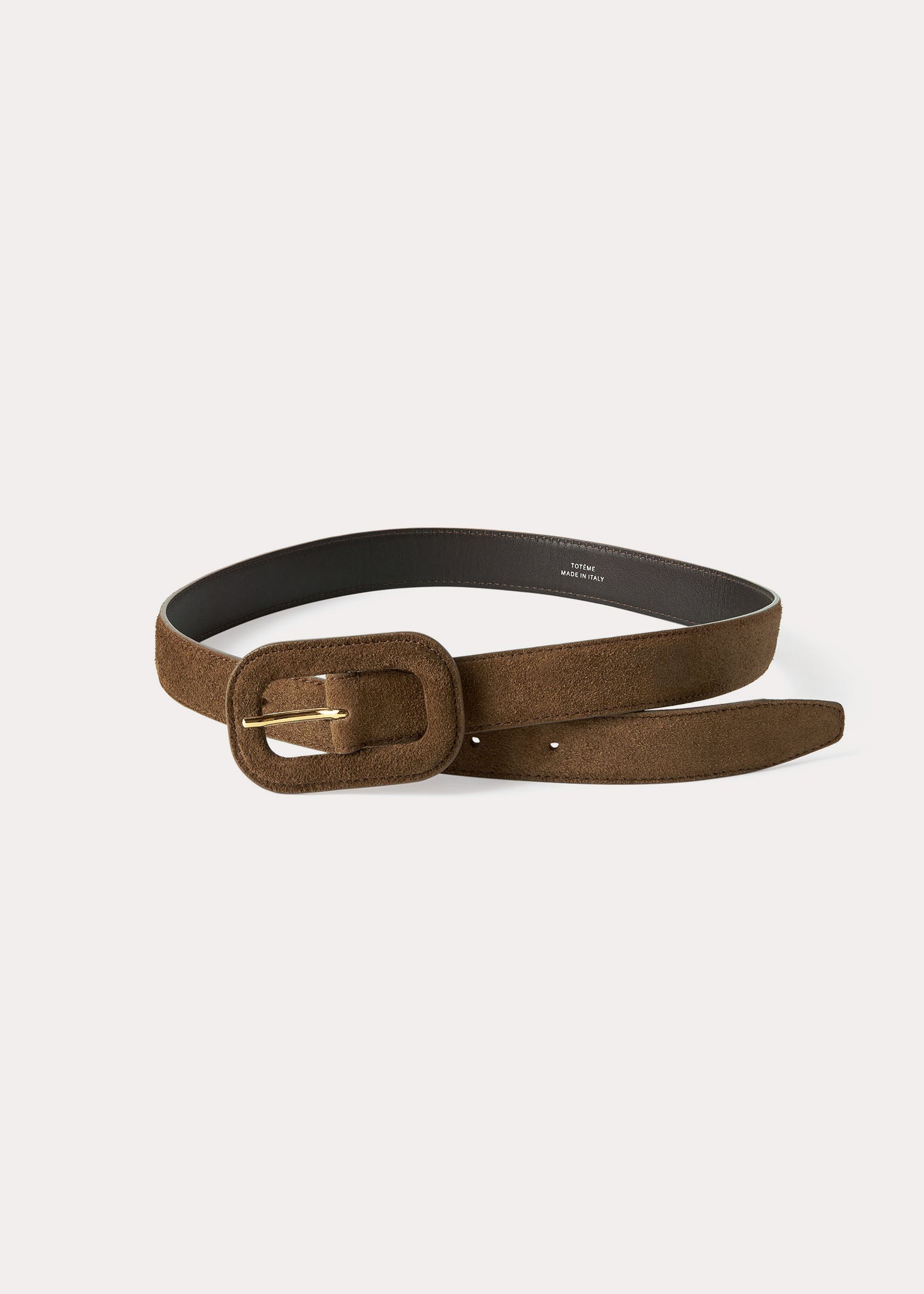Ceinture large à boucle en cuir - Brown Suede