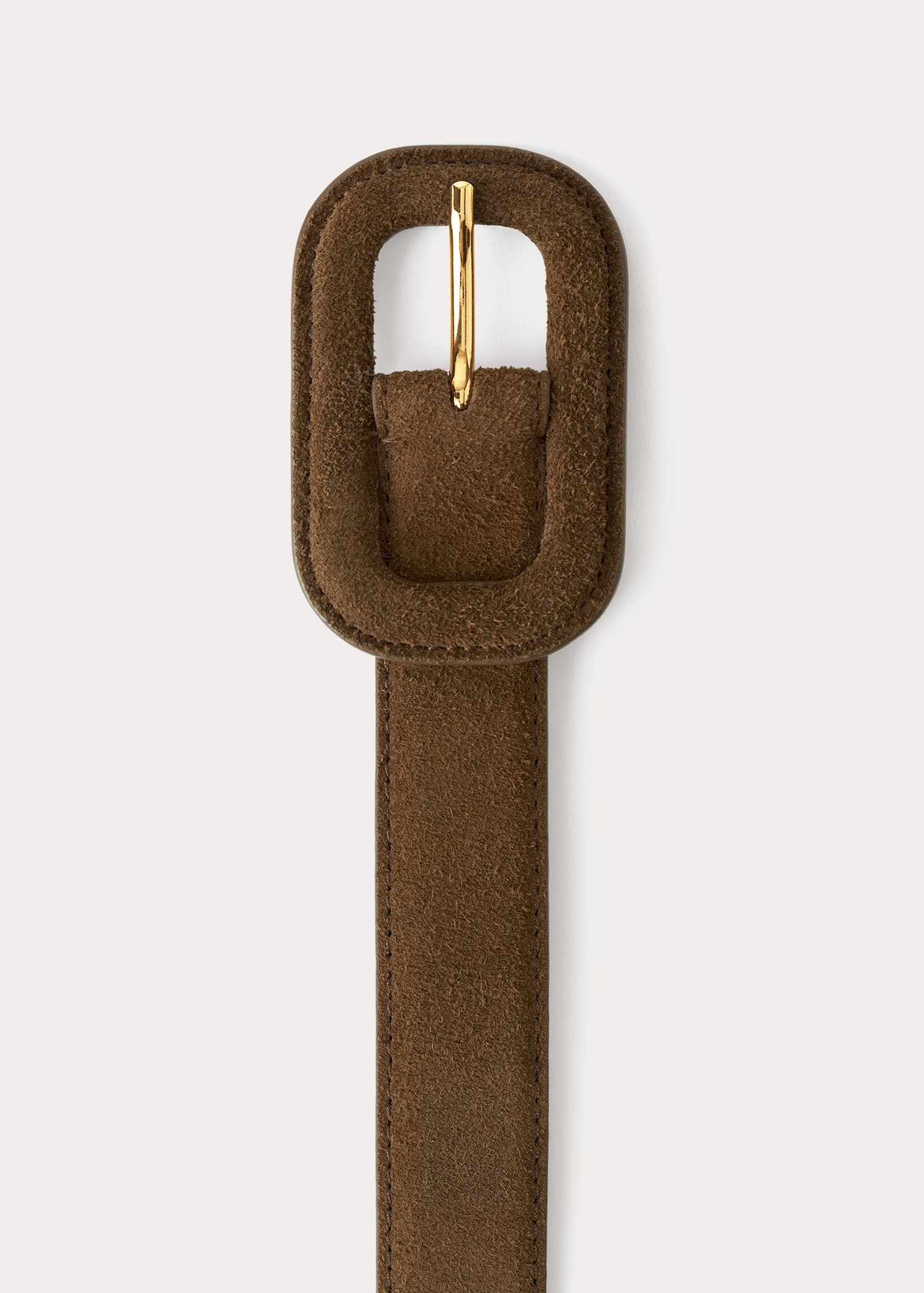 Ceinture large à boucle en cuir - Brown Suede