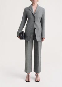 Blazer à revers crantés en laine - Grey Melange