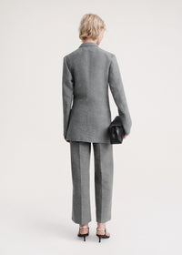 Blazer à revers crantés en laine - Grey Melange
